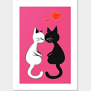 Kawaii cats in love Posters and Art